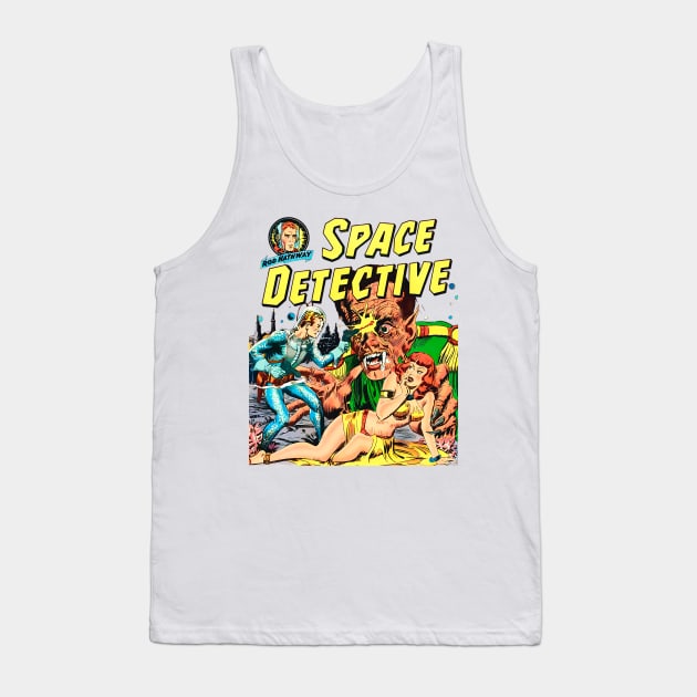 Detective and Pin Up Girl 1952 giant alien monster space retro vintage comic book Tank Top by REVISTANGO